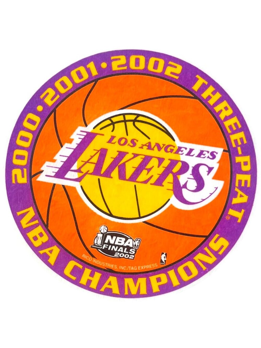 2002 Los Angeles Lakers Champions 3 PEAT NBA Basketball Round Sign